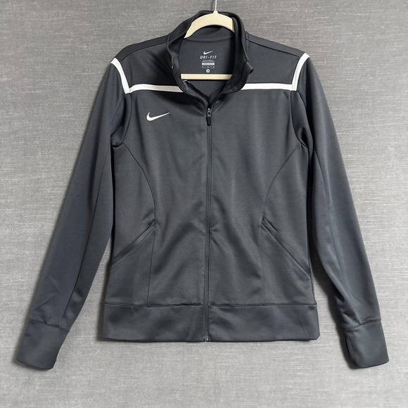 Nike Jackets & Blazers - Nike Team Avenger Warm Up Jacket Womens M Gray Full Zip Thumb Hole Track Running